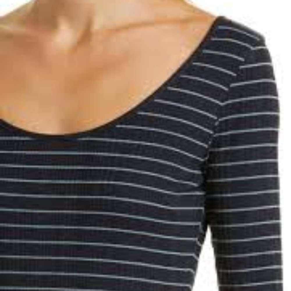 NWT VINCE Variegated Rib Striped Scoop Neck T-Shirt
